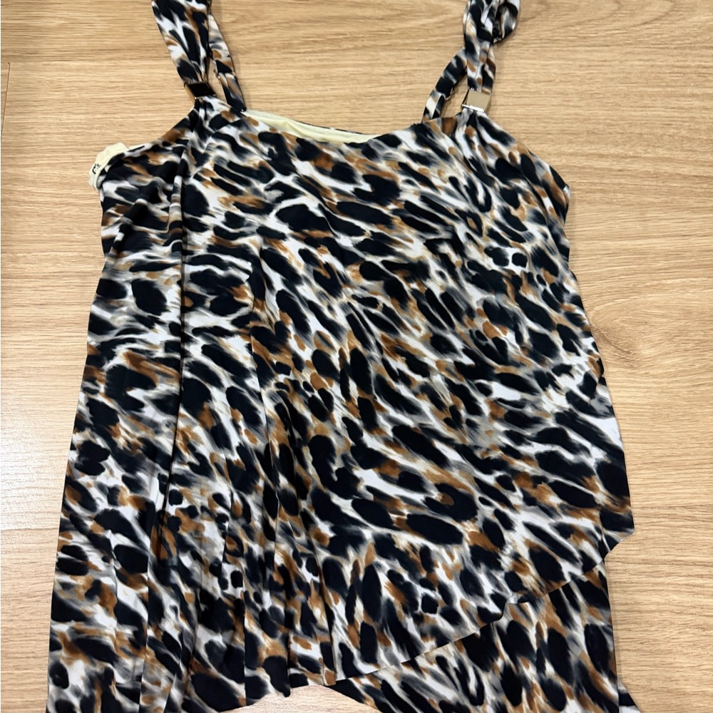 Miraclesuit Animal Print Top with Gold Accent size 10 top swim top